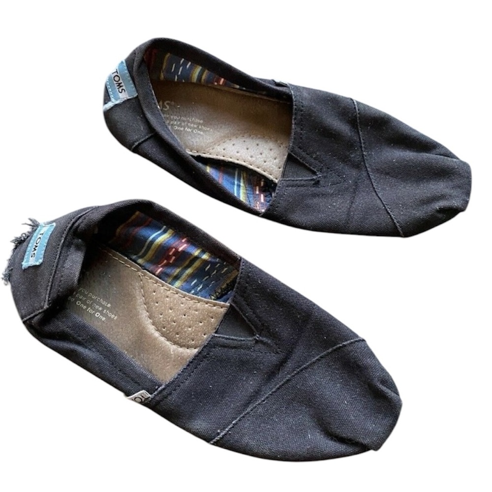 Tom's Black Women's Well Loved Slip-On Shoes Size 9 Worn Out